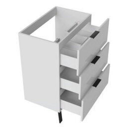 AVER-GROWTH 600mm Bathroom Vanity Unit With Basin Matt White Resin Sink Floor Standing Bathroom Storage Cabinet 3 Drawers Black Handles - thumbnail 6