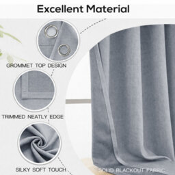 Bedlooms Grey Linen Curtain 100% Blackout Thermal Insulated Eyelet Curtain (Pair) 90 X 90 Inches With Tie Back Two - thumbnail 5