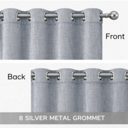 Bedlooms Grey Linen Curtain 100% Blackout Thermal Insulated Eyelet Curtain (Pair) 90 X 90 Inches With Tie Back Two - thumbnail 6