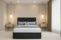 "Nexus Windsor Plush Divan, Black, 54"" Winged Hb, No Drawers, Open Coil Mattress, Double" - thumbnail 2