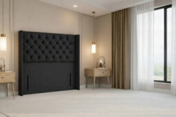 "Nexus Windsor Plush Divan, Black, 54"" Winged Hb, No Drawers, Open Coil Mattress, Double" - thumbnail 6