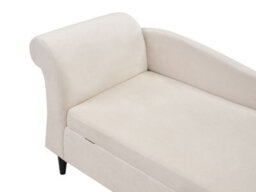Beliani Left-Hand Chaise Longue Luiro Velvet Beige With Storage - thumbnail 8