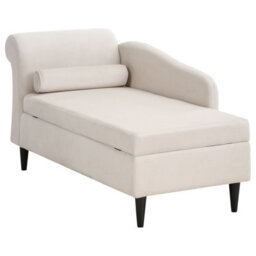 Beliani Left-Hand Chaise Longue Luiro Velvet Beige With Storage - thumbnail 4