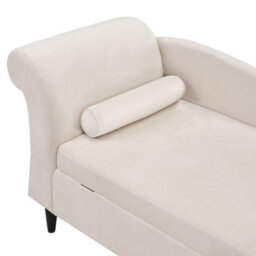 Beliani Left-Hand Chaise Longue Luiro Velvet Beige With Storage - thumbnail 7