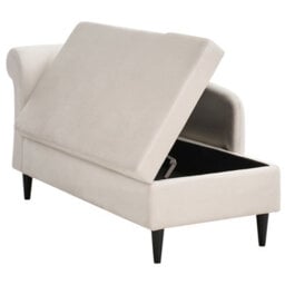 Beliani Left-Hand Chaise Longue Luiro Velvet Beige With Storage - thumbnail 5