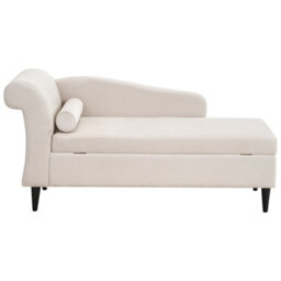 Beliani Left-Hand Chaise Longue Luiro Velvet Beige With Storage - thumbnail 1