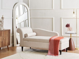 Beliani Left-Hand Chaise Longue Luiro Velvet Beige With Storage - thumbnail 2