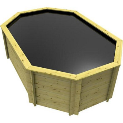Garden Timber Company Wooden Koi Pond 12Ft X 8Ft Stretched Octagonal 1099mm Height 44mm Thick Wall