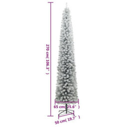 Berkfield Slim Christmas Tree With Stand And Flocked Snow 270 Cm Pvc - thumbnail 7