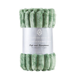 Gc Gaveno Cavailia Fleece Blankets Double 150X200Cm Ribbed Cosy Bed Throw Blanket Exra Warm Throws For Sofas, Chair, Couch Green