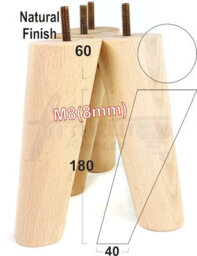 L&F Wood Legs Natural 180mm High Set Of 4 Replacement Angled Furniture Legs Set Of 4 Sofas Chairs Stools M8 - thumbnail 1