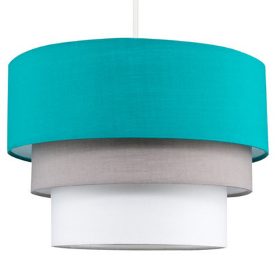 Valuelights Aztec 3 Tier Teal Fabric Ceiling Light Shade And Bulb (D)30Cm - image 1