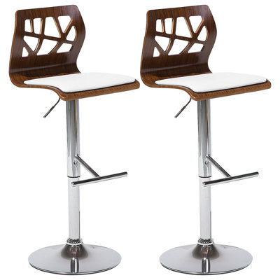 Beliani Set Of 2 Bar Chairs Petersburg Faux Leather Swivel White/ Silver - image 1