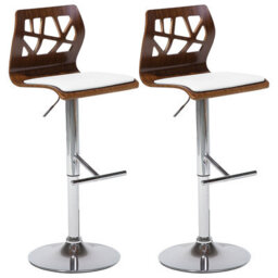 Beliani Set Of 2 Bar Chairs Petersburg Faux Leather Swivel White/ Silver - thumbnail 1