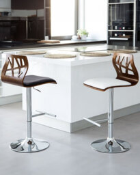 Beliani Set Of 2 Bar Chairs Petersburg Faux Leather Swivel White/ Silver - thumbnail 2