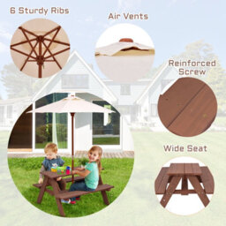 Costway 3 In 1 Kids Picnic Table Outdoor Picnic Table For Garden Yard Home - thumbnail 9