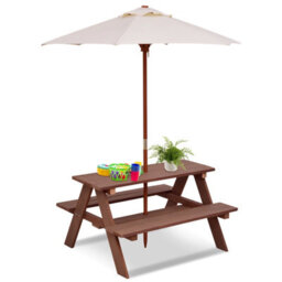 Costway 3 In 1 Kids Picnic Table Outdoor Picnic Table For Garden Yard Home - thumbnail 2