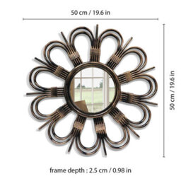 "Walplus Daisy Petal Round Mirror Wall Decor Vanity Mirror For Living Room Bedroom 50Cm(20"") Rusty Brown Gold" - thumbnail 4