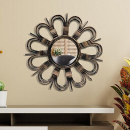 "Walplus Daisy Petal Round Mirror Wall Decor Vanity Mirror For Living Room Bedroom 50Cm(20"") Rusty Brown Gold" - thumbnail 3