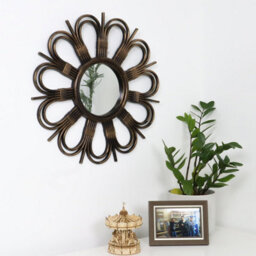 "Walplus Daisy Petal Round Mirror Wall Decor Vanity Mirror For Living Room Bedroom 50Cm(20"") Rusty Brown Gold" - thumbnail 2