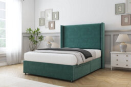 "Sloomy Devonshire Emerald Plush Divan Bed Base 2 Drawers Foot-End With 54"" Wingback Headboard 5' King" - thumbnail 3