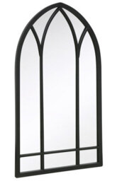 "Mirroroutlet - The Arcus - Black Metal Framed Arched Garden Wall Mirror 32"" X 19"" (83 X 48 Cm)" - thumbnail 4