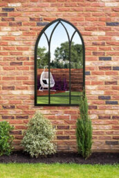 "Mirroroutlet - The Arcus - Black Metal Framed Arched Garden Wall Mirror 32"" X 19"" (83 X 48 Cm)" - thumbnail 2
