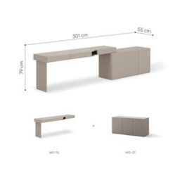 Arte Woow Desk With Sideboard 301Cm Left Door - Workspace With Organised Space - thumbnail 5