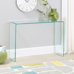 The Furniture Market Geo-Glass Small Clear Glass Console Table - thumbnail 2