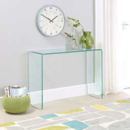 The Furniture Market Geo-Glass Small Clear Glass Console Table - thumbnail 3