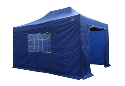 All Seasons Gazebos 3X4.5 Full Waterproof Pop Up Gazebo With 4 Lightweight Side Panels And Accessories Royal Blue