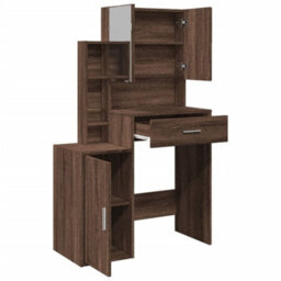 Berkfield Dressing Table With Cabinet Brown Oak 80X35X132 Cm - thumbnail 8