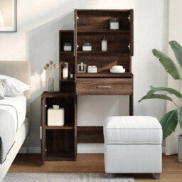 Berkfield Dressing Table With Cabinet Brown Oak 80X35X132 Cm - thumbnail 4