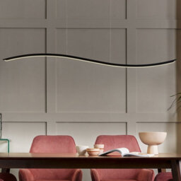Wyld And Coco Lumalux Pendant Lamp Black Iron With Integrated Led Wave Shade, W120 X D17 X H160Cm - thumbnail 2