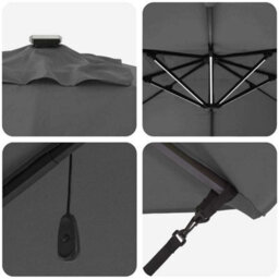 Berkfield Cantilever Roma Parasol With Leds Anthracite 352X251X265 Cm Aluminium - thumbnail 8