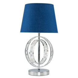 Valuelights Rothwell Chrome Acrylic Jewel Intertwined Double Hoop Design Table Lamp With Navy Light Shade - thumbnail 1