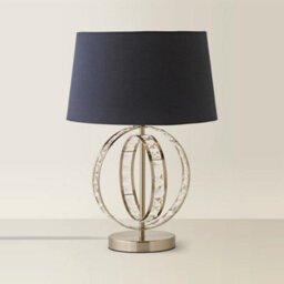 Valuelights Rothwell Chrome Acrylic Jewel Intertwined Double Hoop Design Table Lamp With Navy Light Shade - thumbnail 3
