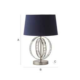 Valuelights Rothwell Chrome Acrylic Jewel Intertwined Double Hoop Design Table Lamp With Navy Light Shade - thumbnail 6