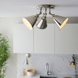 Luminosa Lighting Luminosa Hal Multi Arm Semi Flush Ceiling Lamp Bright Nickel Plate, 3X E14 - thumbnail 3