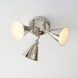 Luminosa Lighting Luminosa Hal Multi Arm Semi Flush Ceiling Lamp Bright Nickel Plate, 3X E14 - thumbnail 2