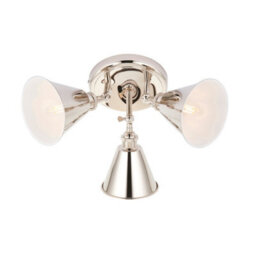 Luminosa Lighting Luminosa Hal Multi Arm Semi Flush Ceiling Lamp Bright Nickel Plate, 3X E14 - thumbnail 1
