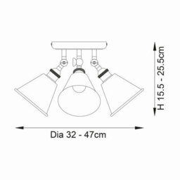 Luminosa Lighting Luminosa Hal Multi Arm Semi Flush Ceiling Lamp Bright Nickel Plate, 3X E14 - thumbnail 6