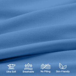 Aspire Homeware Plain Duvet Cover Set Soft Microfibre, Light Blue, Single (L)200Cm X (W)135Cm - thumbnail 3