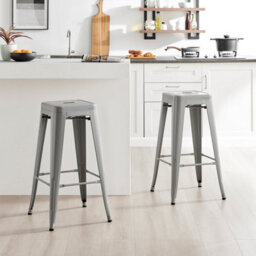 Furniturebox Set Of 2 Colton 'tolix' Style Grey Metal Bar Stools - thumbnail 1