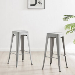 Furniturebox Set Of 2 Colton 'tolix' Style Grey Metal Bar Stools - thumbnail 4