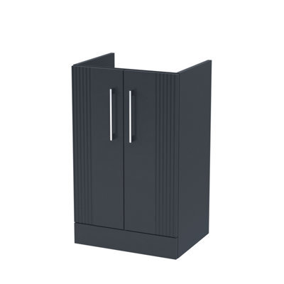 Hudson Reed Deco Floor Standing 2-Door Vanity Unit, Stylish Vanity Unit In Bathroom For Contemporary Interiors, Satin Soft Black - image 1