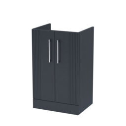 Hudson Reed Deco Floor Standing 2-Door Vanity Unit, Stylish Vanity Unit In Bathroom For Contemporary Interiors, Satin Soft Black