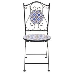 Beliani Set Of 2 Garden Chairs Siponto Folding Metal White/ Blue - thumbnail 5