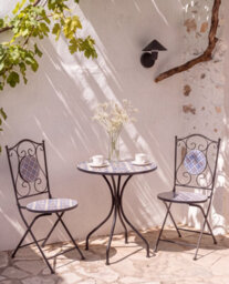 Beliani Set Of 2 Garden Chairs Siponto Folding Metal White/ Blue - thumbnail 2