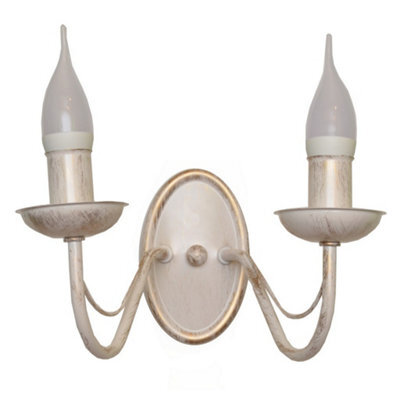 Luminosa Lighting Luminosa Malbo Candle Wall Lamp White, Gold 32Cm